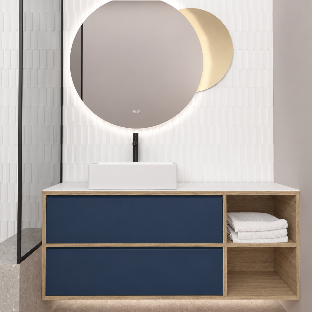 Double Drawer With Shelf — cabinet390 / drawer167 / White countertop