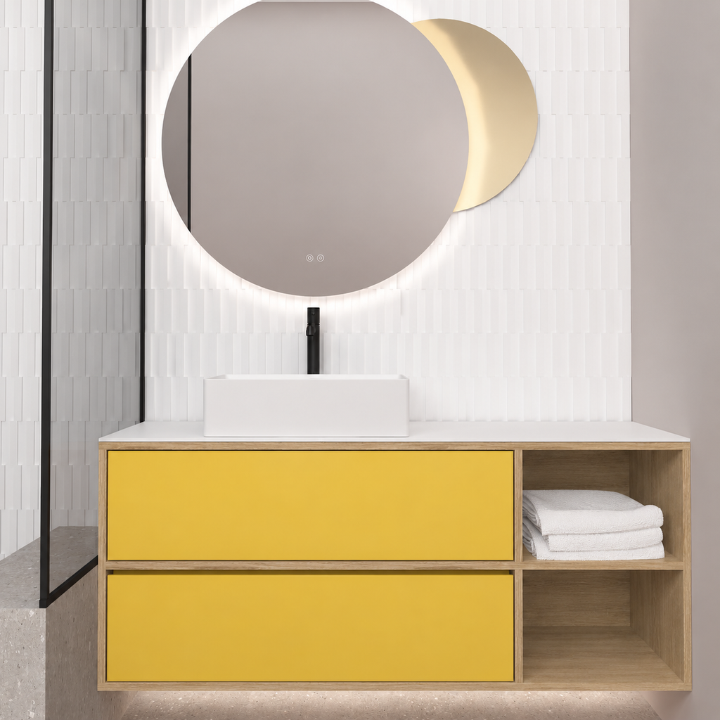 Double Drawer With Shelf — cabinet390 / drawer168 / White countertop