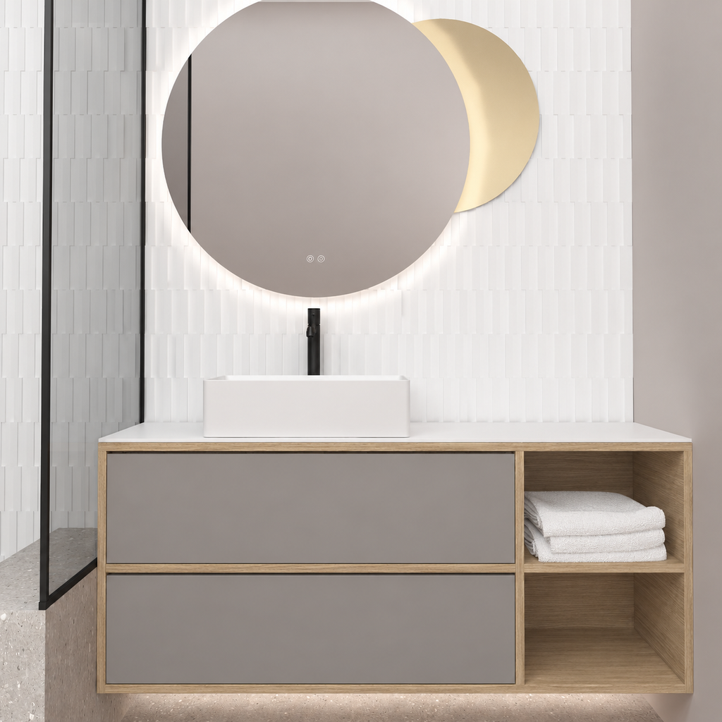 Double Drawer With Shelf — cabinet390 / drawer194 / White countertop