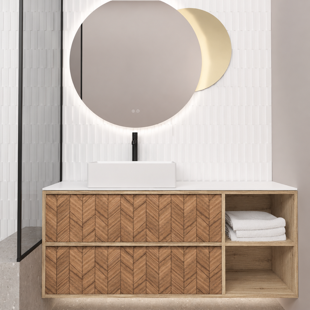 Double Drawer With Shelf — cabinet390 / drawer270 / White countertop