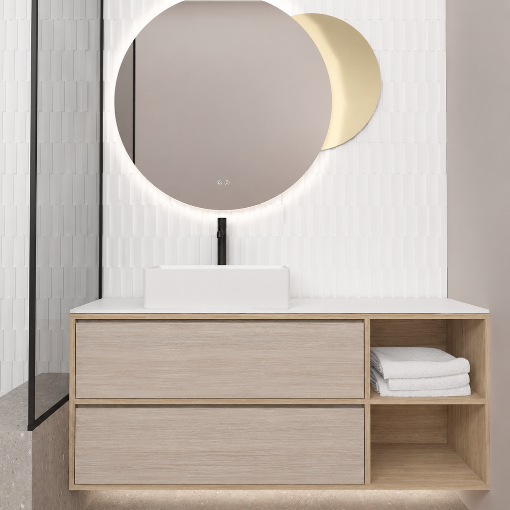 Double Drawer With Shelf — cabinet390 / drawer326 / White countertop