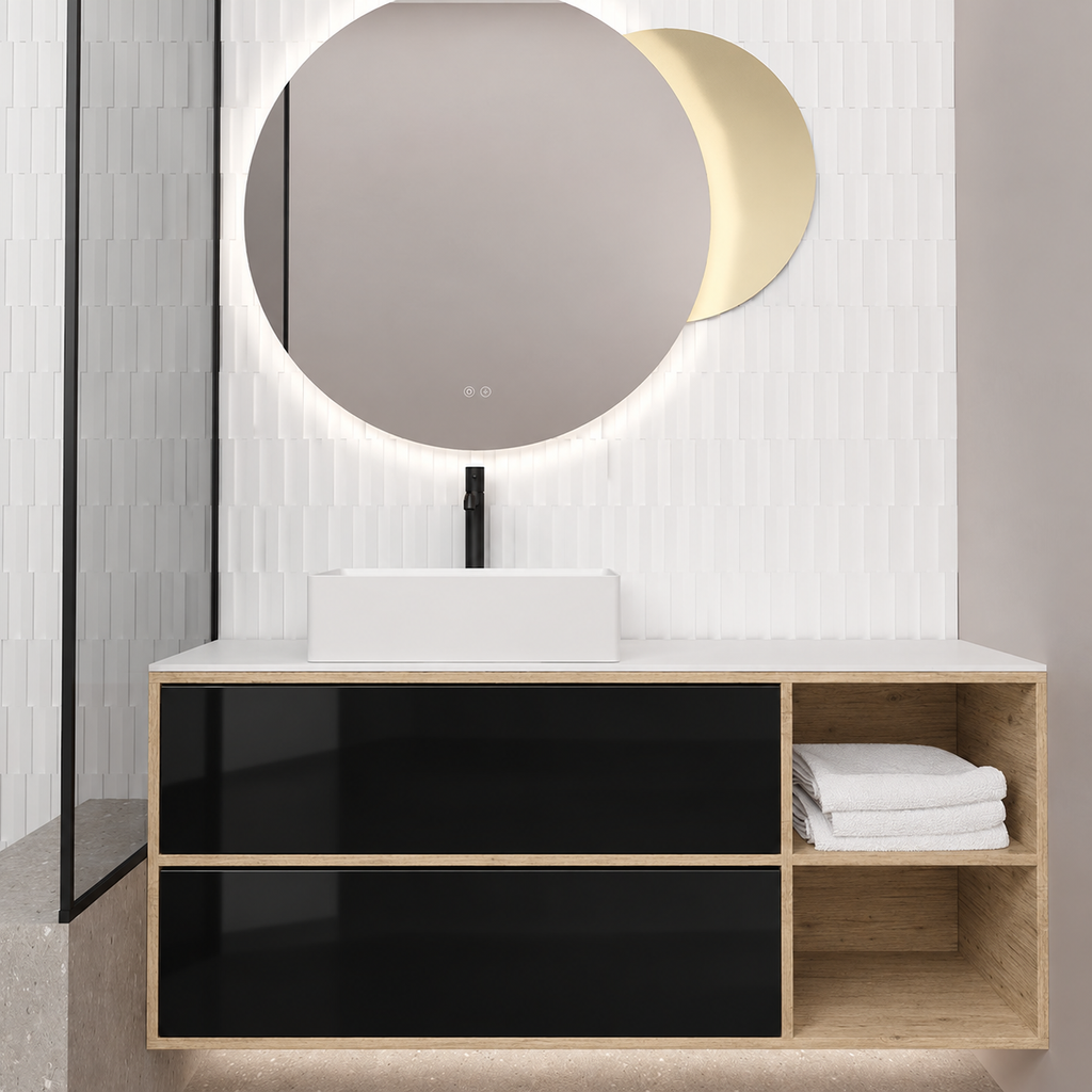 Double Drawer With Shelf — cabinet390 / drawer6040 / White countertop