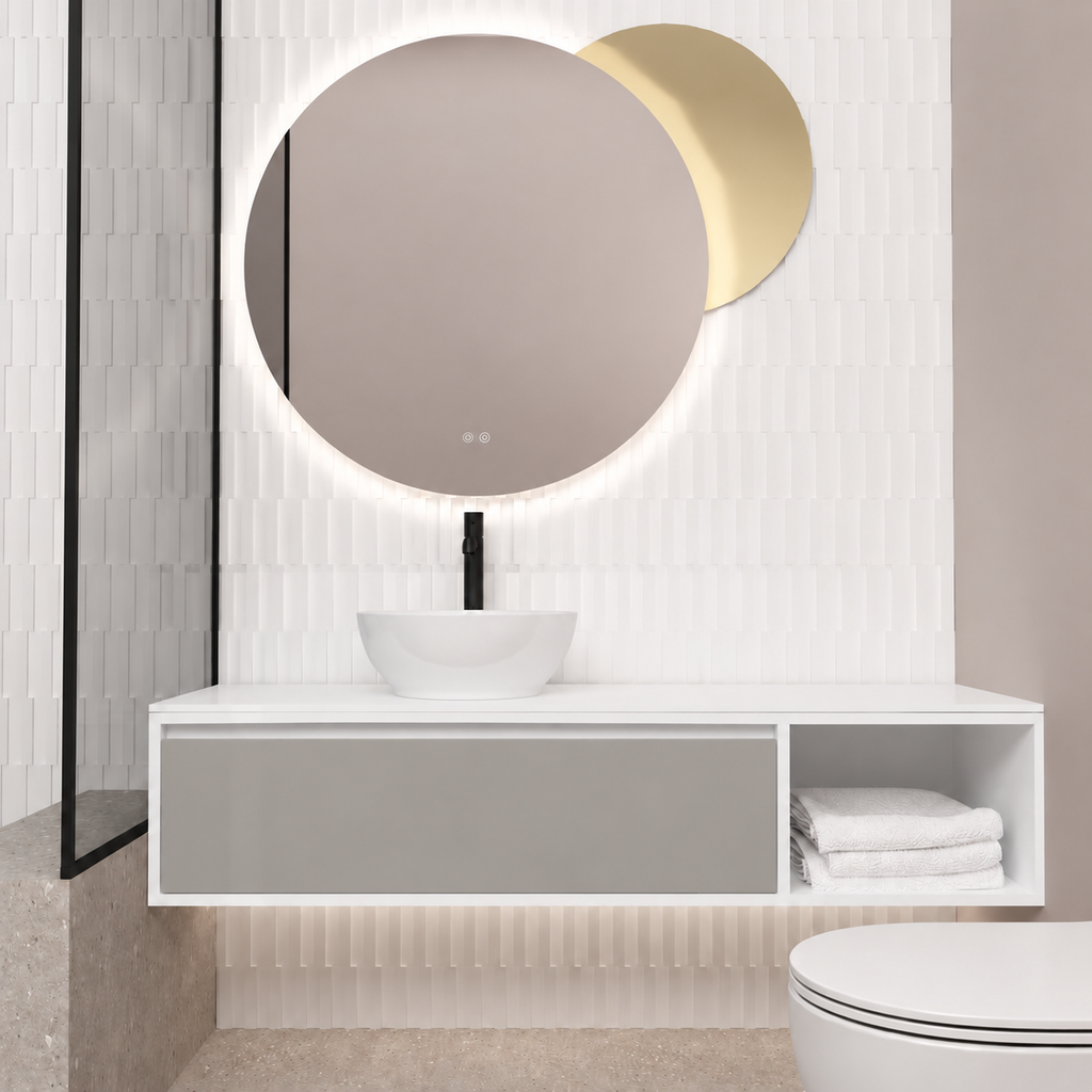 Orabella drawer with shelf 6010 cabinet, 194 drawer, white countertop; supplier pictured geometry