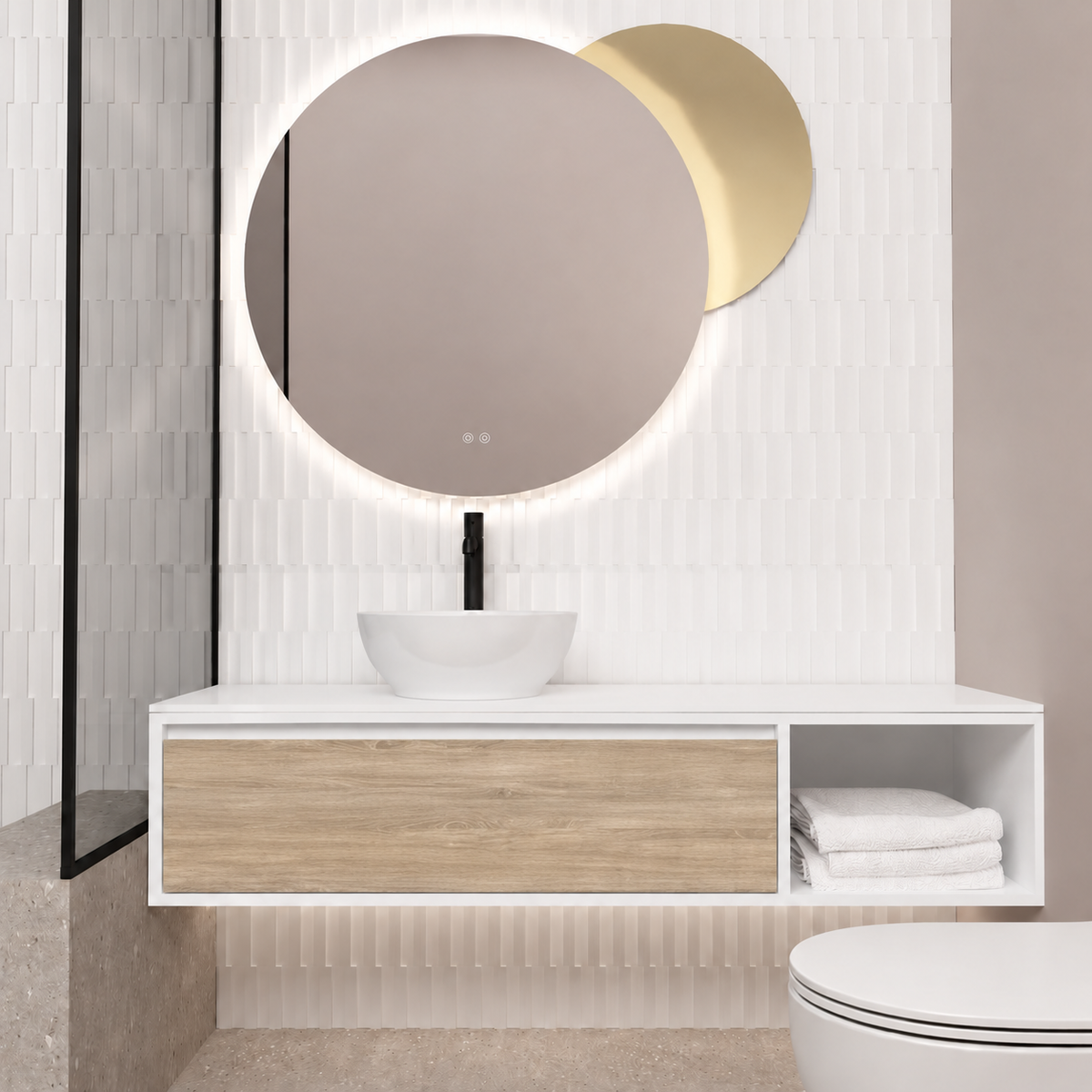 Orabella drawer with shelf 6010 cabinet, 331 drawer, white countertop; supplier pictured geometry