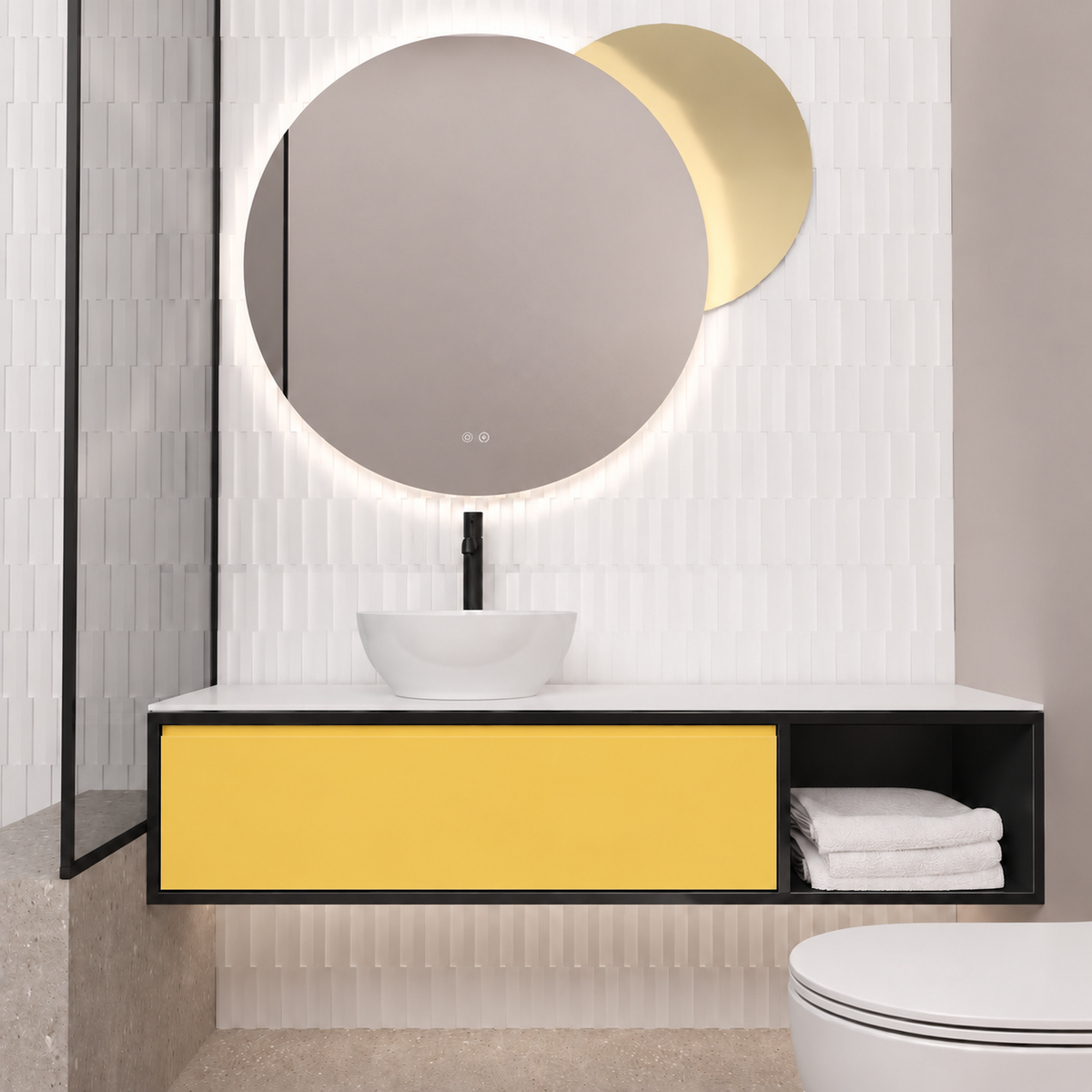 Orabella drawer with shelf 6040 cabinet, 168 drawer, white countertop; supplier pictured geometry