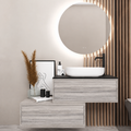 Asymmetrical Drawer vanity - cabinet 719 / drawers 719 / Black countertop