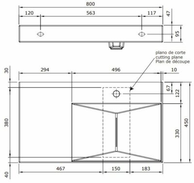FLUX WALL HUNG/FURNITURE BASIN 80x45x13.8cm