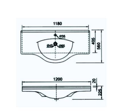 COLP ABOVE COUNTER FURNITURE BASIN 1180x560x225MM