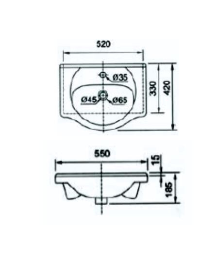 PONCA ABOVE COUNTER FURNITURE BASIN 520x420x185MM