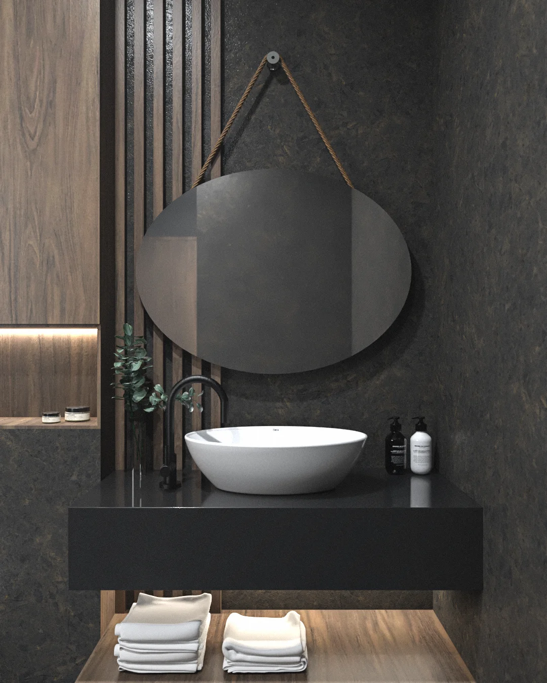 OVAL ROPE MIRROR 85X65CM