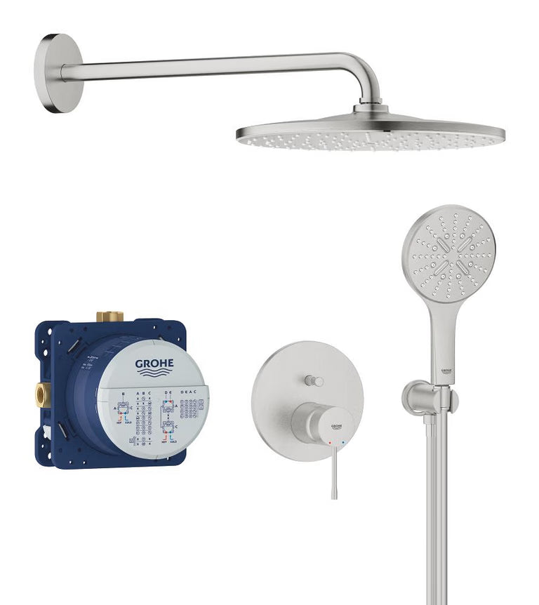 GROHE CONCEALED SHOWER MIXER SET WITH RAINSHOWER MONO 310 SUPERSTEEL