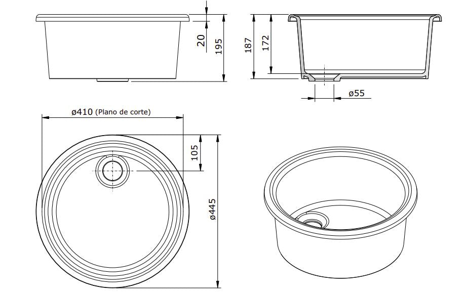 CUBA WHITE ROUND KITCHEN SINK