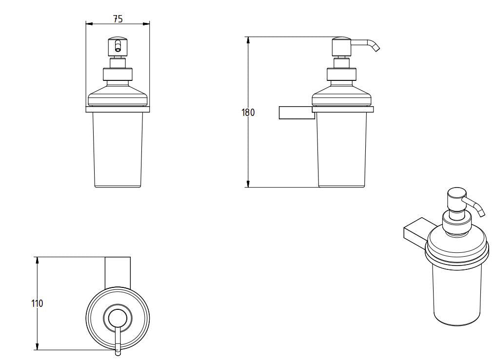OMEGA WALL MOUNTED SOAP DISPENSER