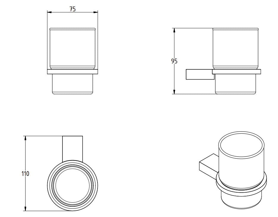 OMEGA WALL MOUNTED TUMBLER HOLDER