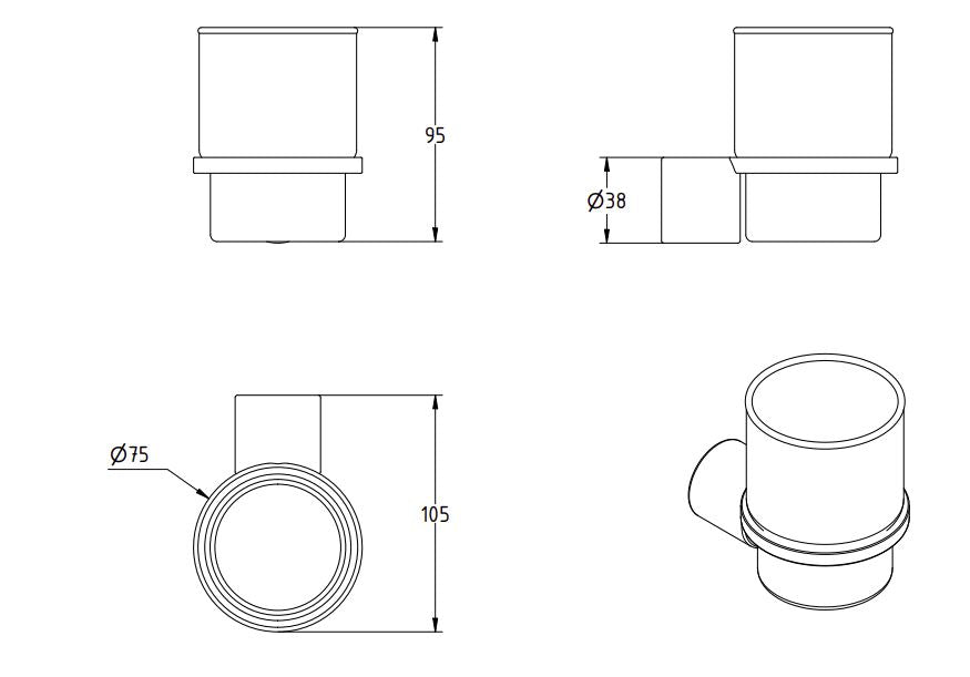 LAMDA WALL MOUNTED TUMBLER HOLDER