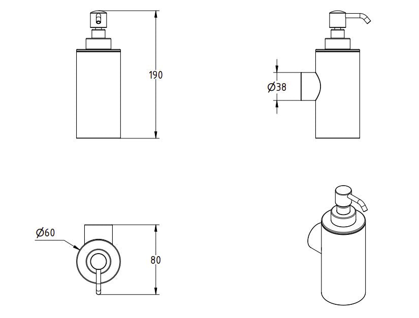 LAMDA BLACK MATTE WALL MOUNTED SOAP DISPENSER