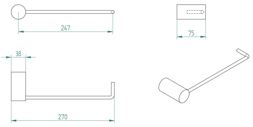 LAMDA BLACK MATTE TOWEL RING