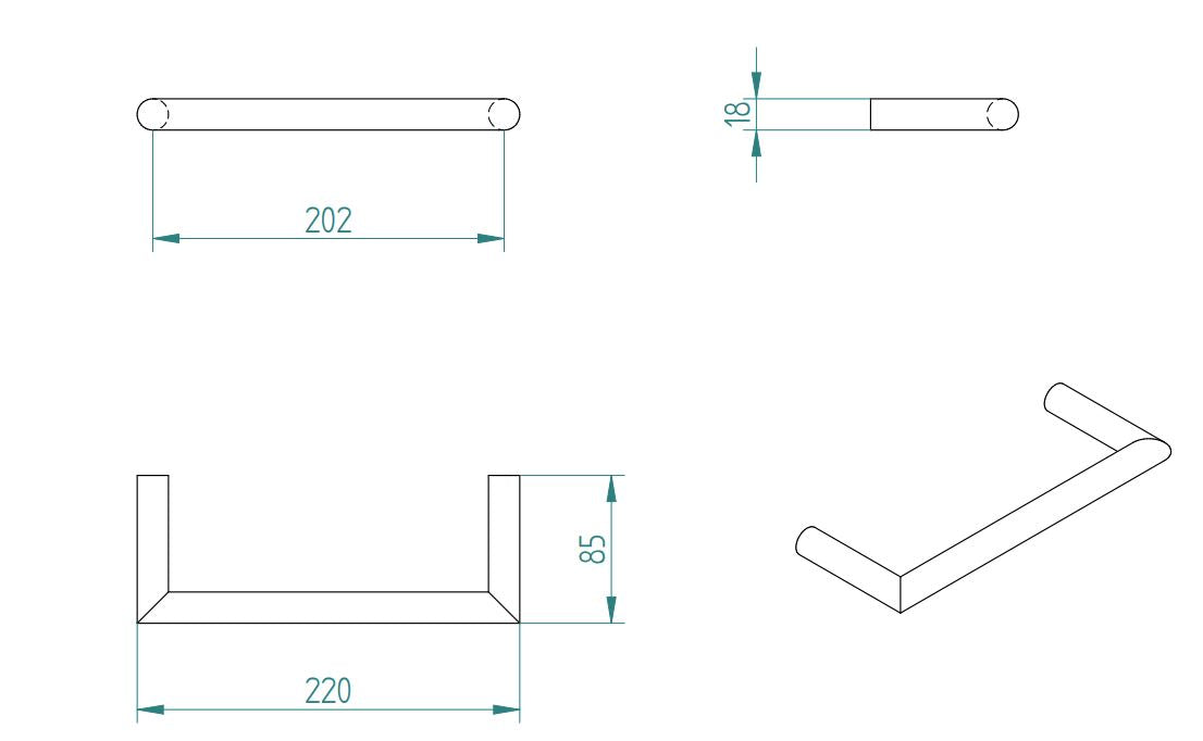 LAMDA BLACK MATTE DOUBLE SUPPORTED TOWEL RING