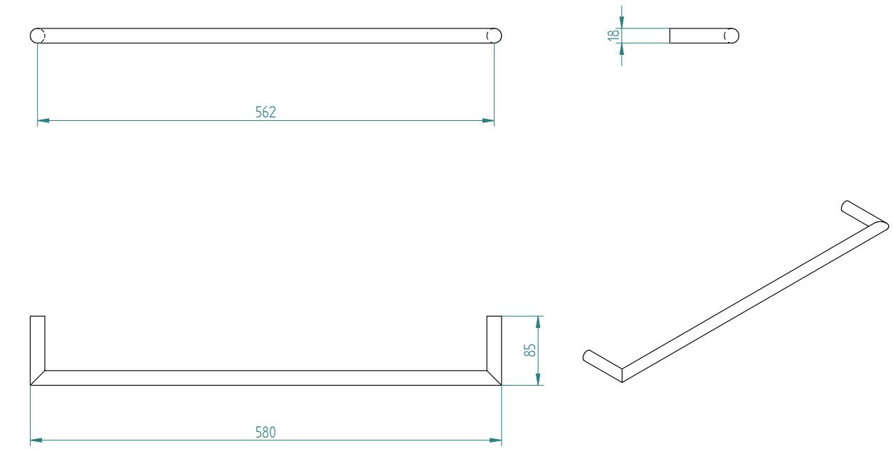 LAMDA SINGLE TOWEL RAIL B’