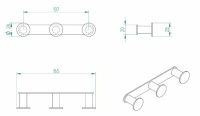 OMICRON TRIPLE ROBE HOOK