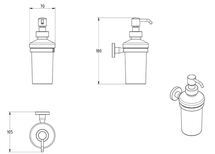 SIGMA BLACK MATTE WALL MOUNTED SOAP DISPENSER