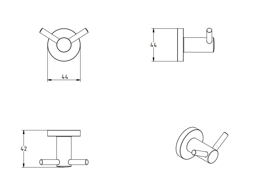 SIGMA BLACK MATTE DOUBLE ROBE HOOK A’