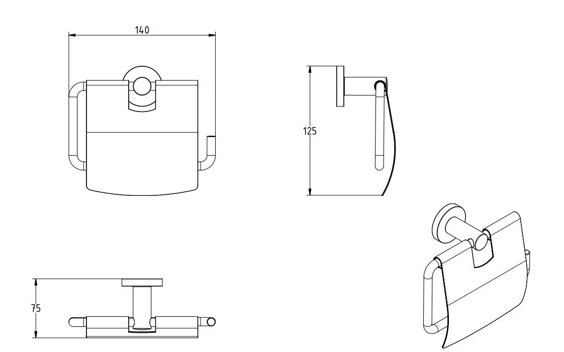 SIGMA BLACK MATTE TOILET ROLL HOLDER WITH LID