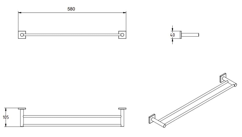DELTA DOUBLE TOWEL RAIL