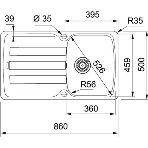 Technical dimensions – FRANKE Antea AZG 611-86 86X50