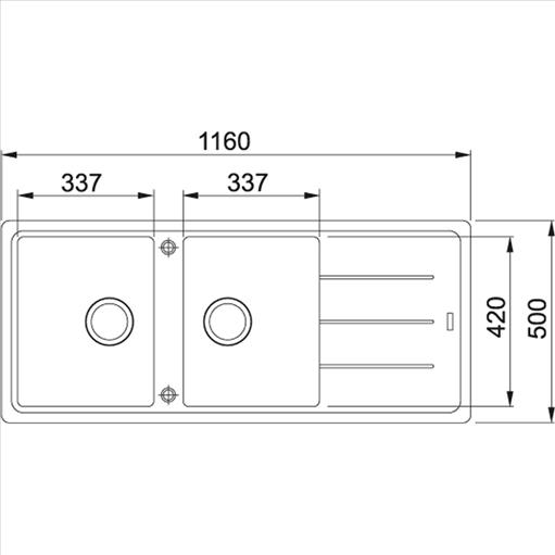 Technical dimensions – FRANKE Basis BFG 621 116X50