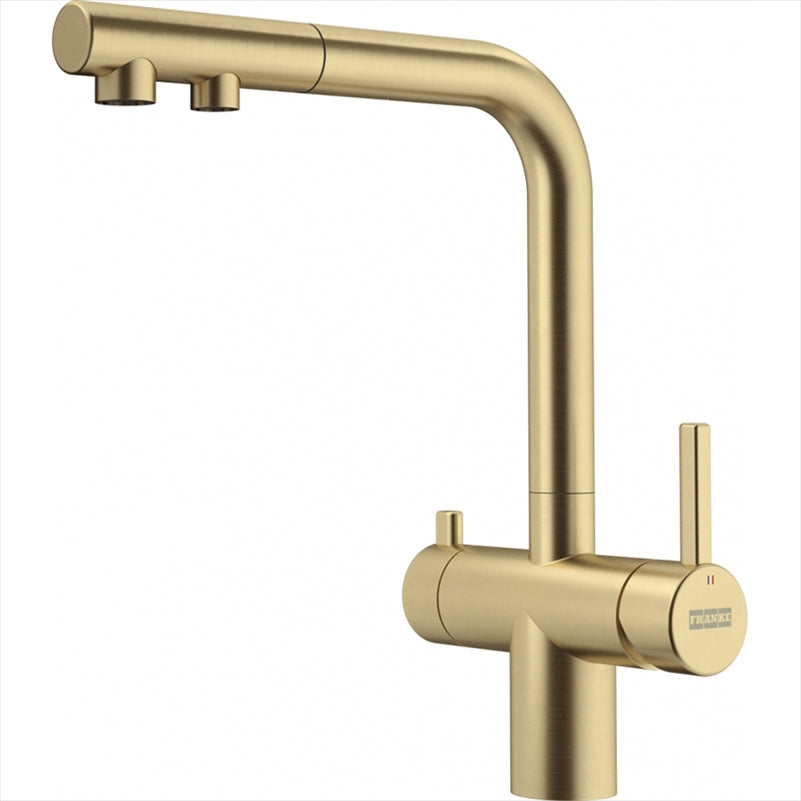 FRANKE Atlas Clear Water Pull-out Kitchen Mixer — Gold