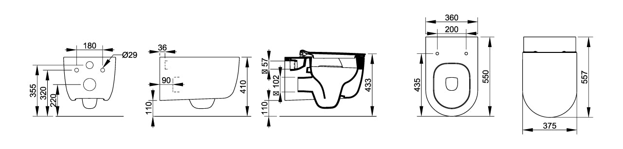 MIRTO ROUND WALL HUNG VORTEX TOILET WHITE