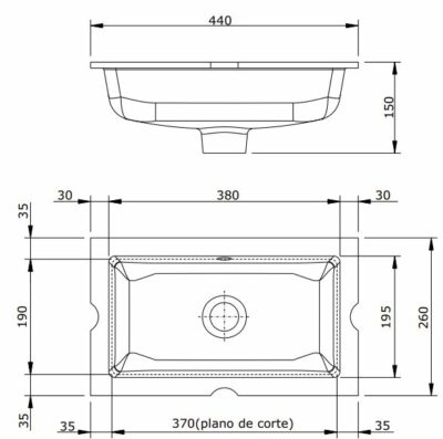 AGRES UNDER COUNTER BASIN 440x260x100MM