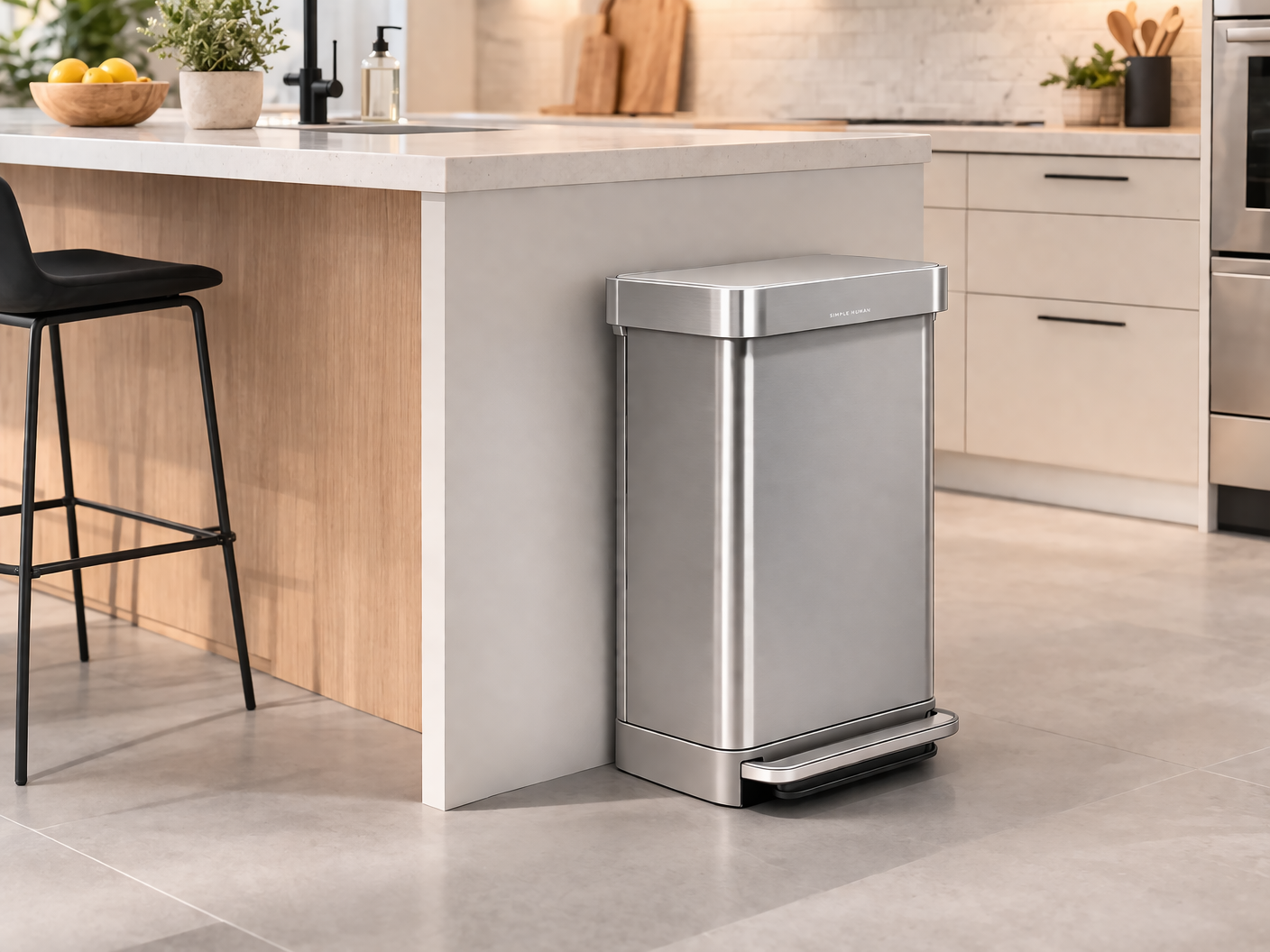 45L BRUSHED STAINLESS STEEL BIN