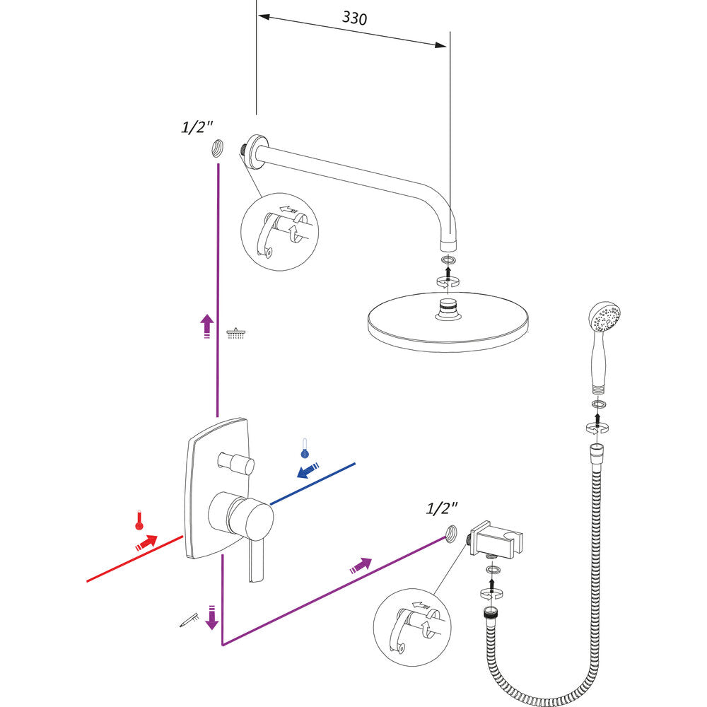 START XTREME CONCEALED 2-WAYS SHOWER MIXER SET