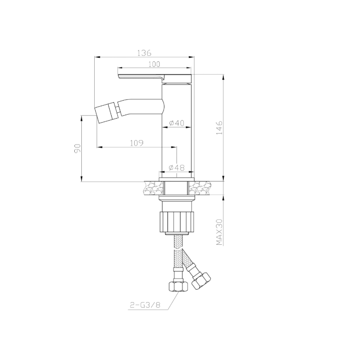 ERA CHROME SINGLE LEVER BIDET MIXER