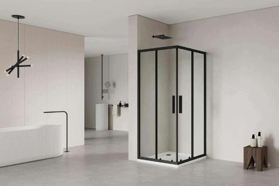 6Y1011B CORNER SHOWER CABIN - BLACK MATTE