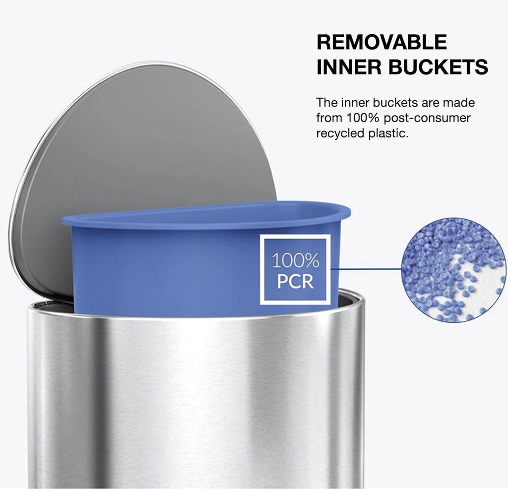 Simplehuman 6L semi-Round Step can White Stainless Steel – GMCA LTD