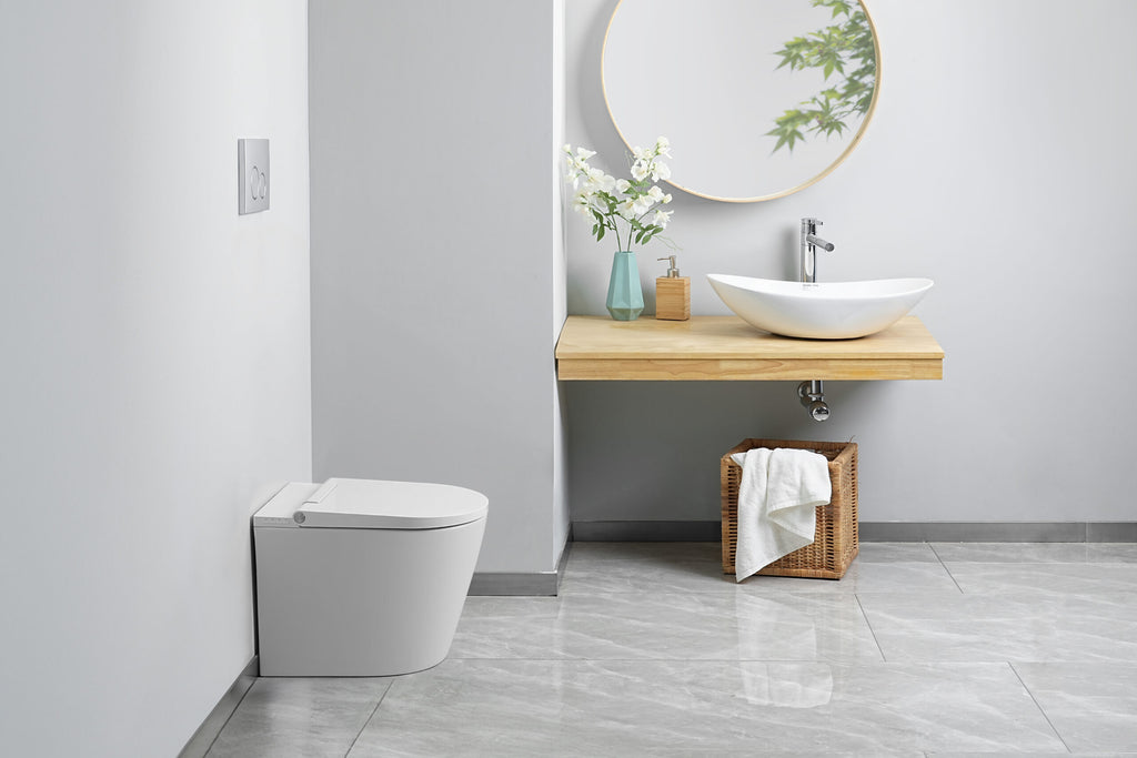 ROUND RIMLESS COMPLETE FLOOR STANDING SMART TOILET