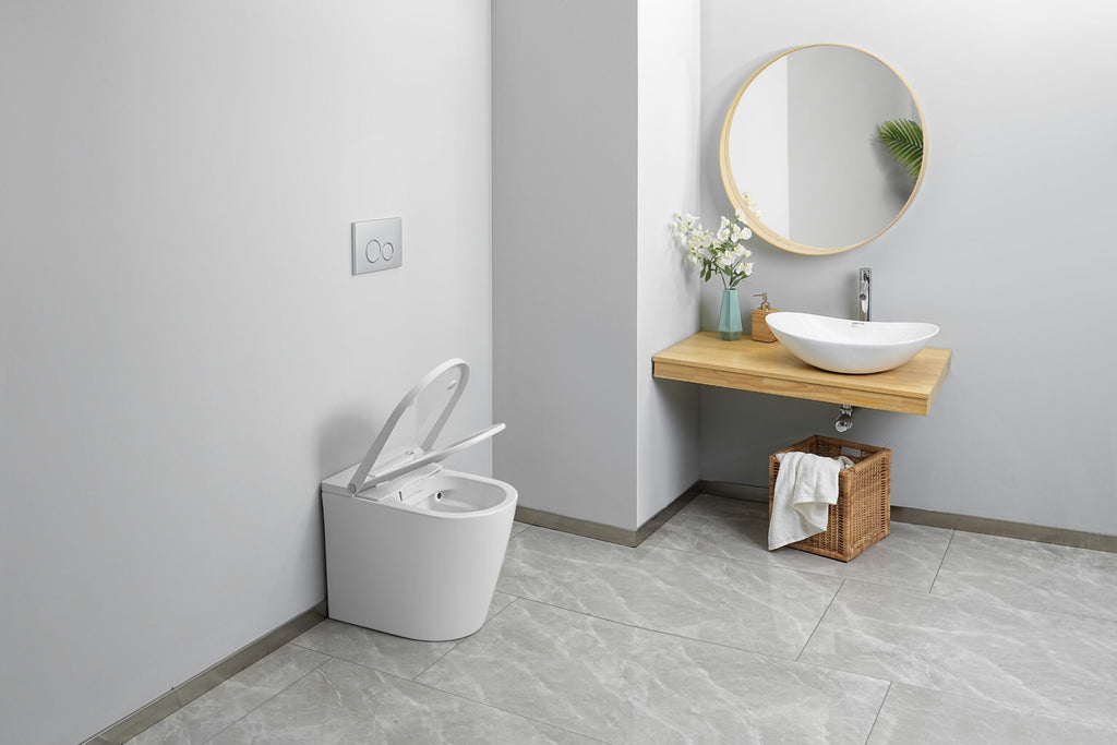 ROUND RIMLESS COMPLETE FLOOR STANDING SMART TOILET