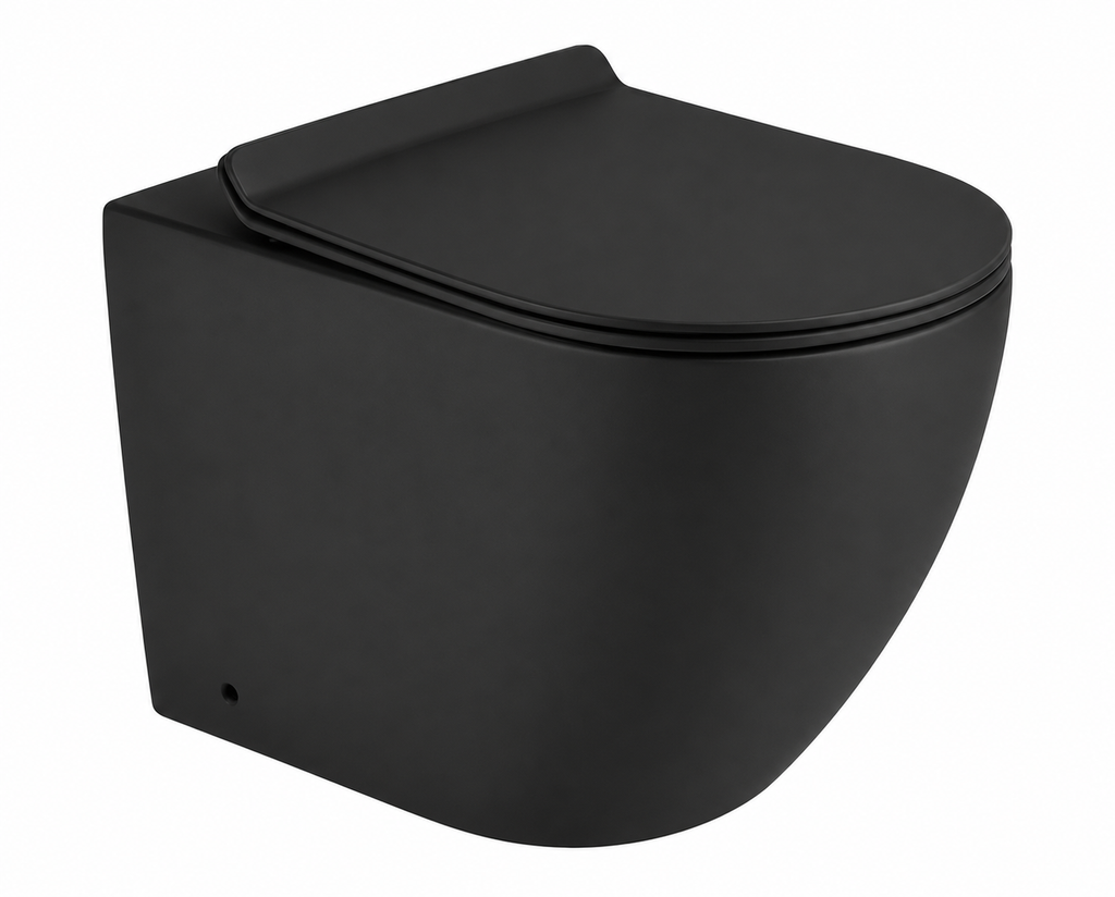 BLACK MATTE FLOOR STANDING RIMLESS WC