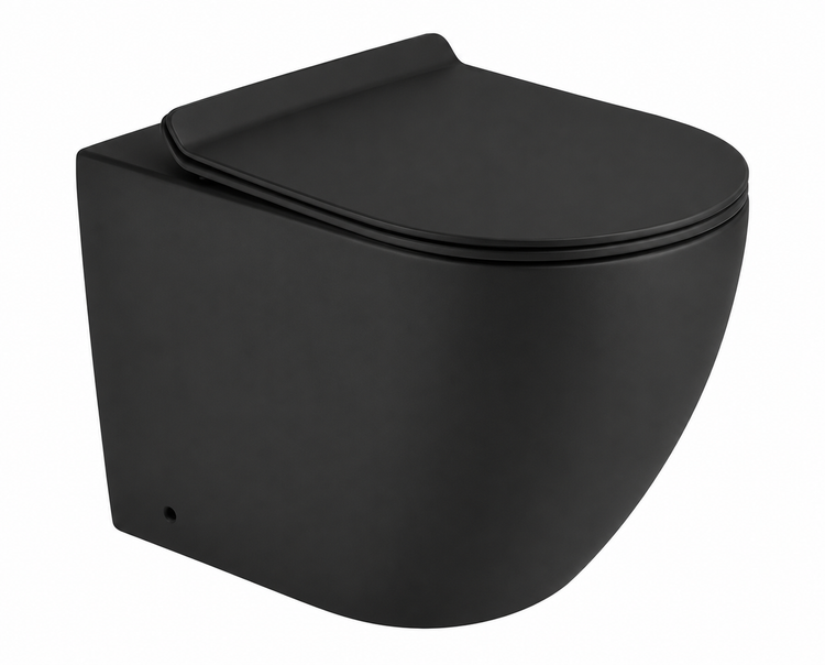 BLACK MATTE FLOOR STANDING RIMLESS WC