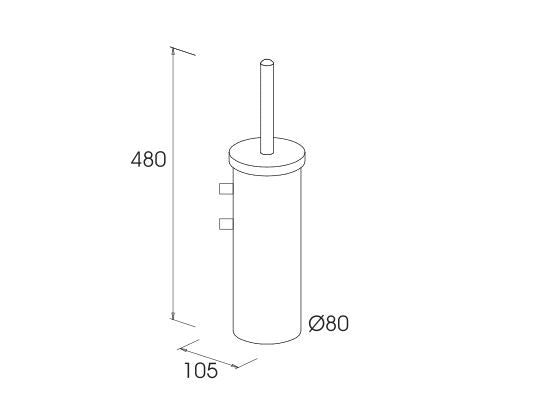 Black wall mounted toilet brush with short handle