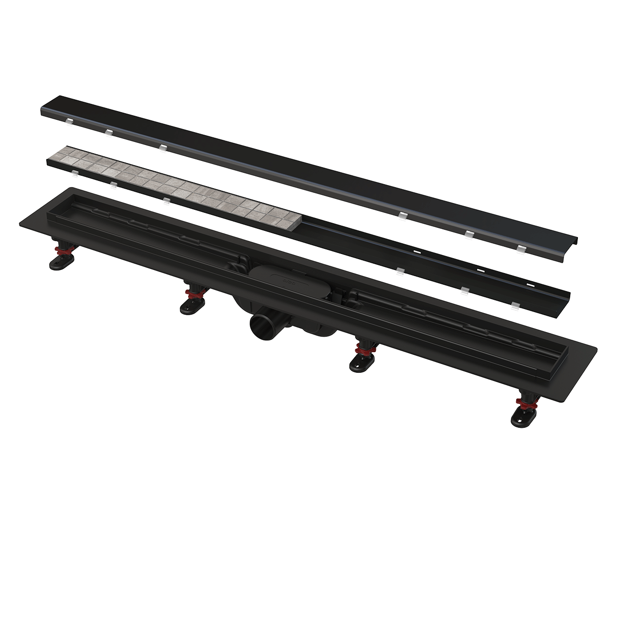 SHOWER DRAIN WITH AN EDGE FOR TWO-SIDED GRID BLACK MATTE