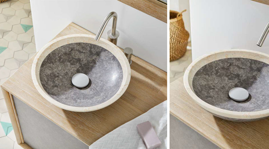 MG ALBANY GREY / WHITE BASIN 40X40Xh.15cm