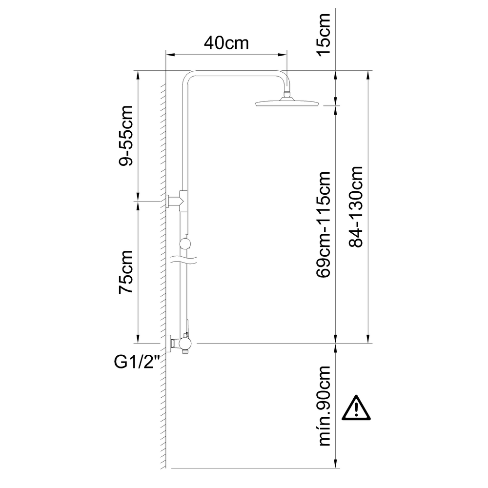 UP! URBAN GUNMETAL ADJUSTABLE THERMOSTATIC SHOWER COLUMN