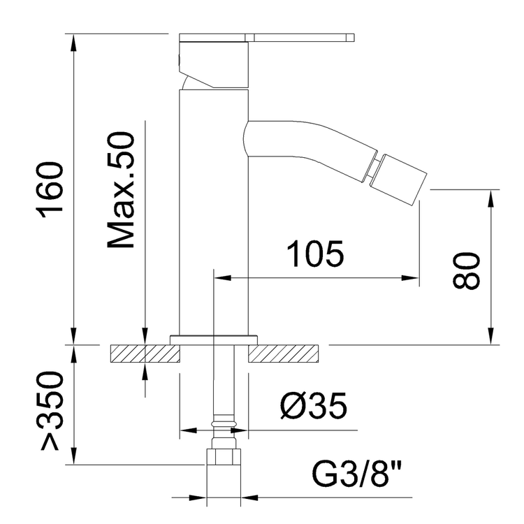 NEXUS BRUSHED GUNMETAL SINGLE-LEVER BIDET MIXER