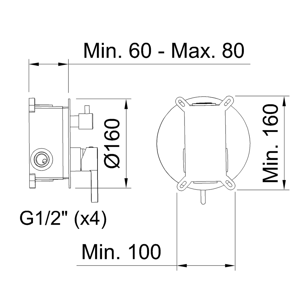 NEXUS BRUSHED GUNMETAL CONCEALED SINGLE-LEVER SHOWER MIXER