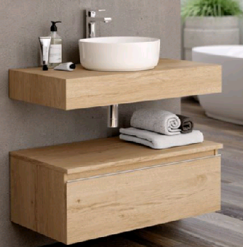 TOSCANA BAMBU WALL HUNG CABINET WITH SORIA SHELF WITHOUT BASIN