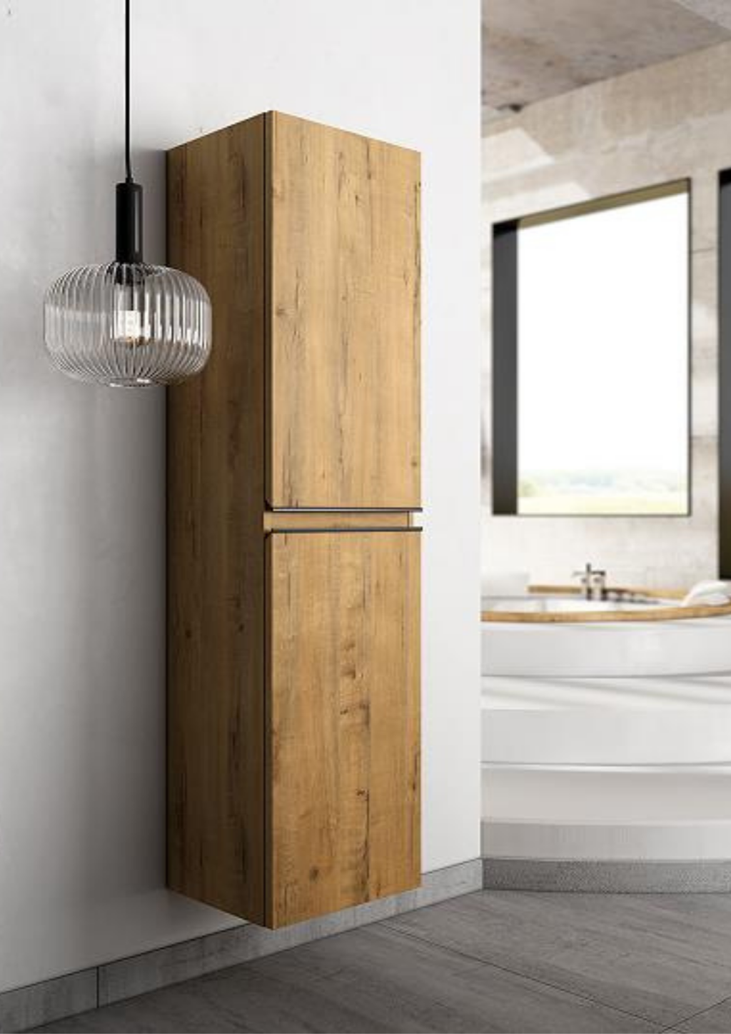 BLACK INGLET ROBLE OSTIPPO WALL HUNG COLUMN CABINET 350x310x150MM